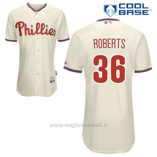 Maglia Baseball Uomo Philadelphia Phillies Robin Roberts 36 Crema Alterner Cool Base